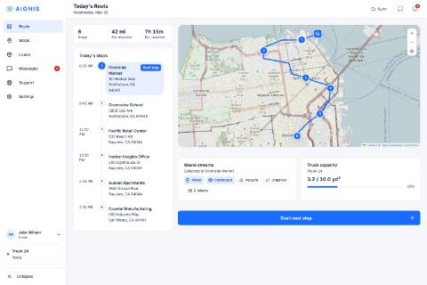 Driver demo: Mobile app for field crews: today’s route, every stop, the pickup form and photos.